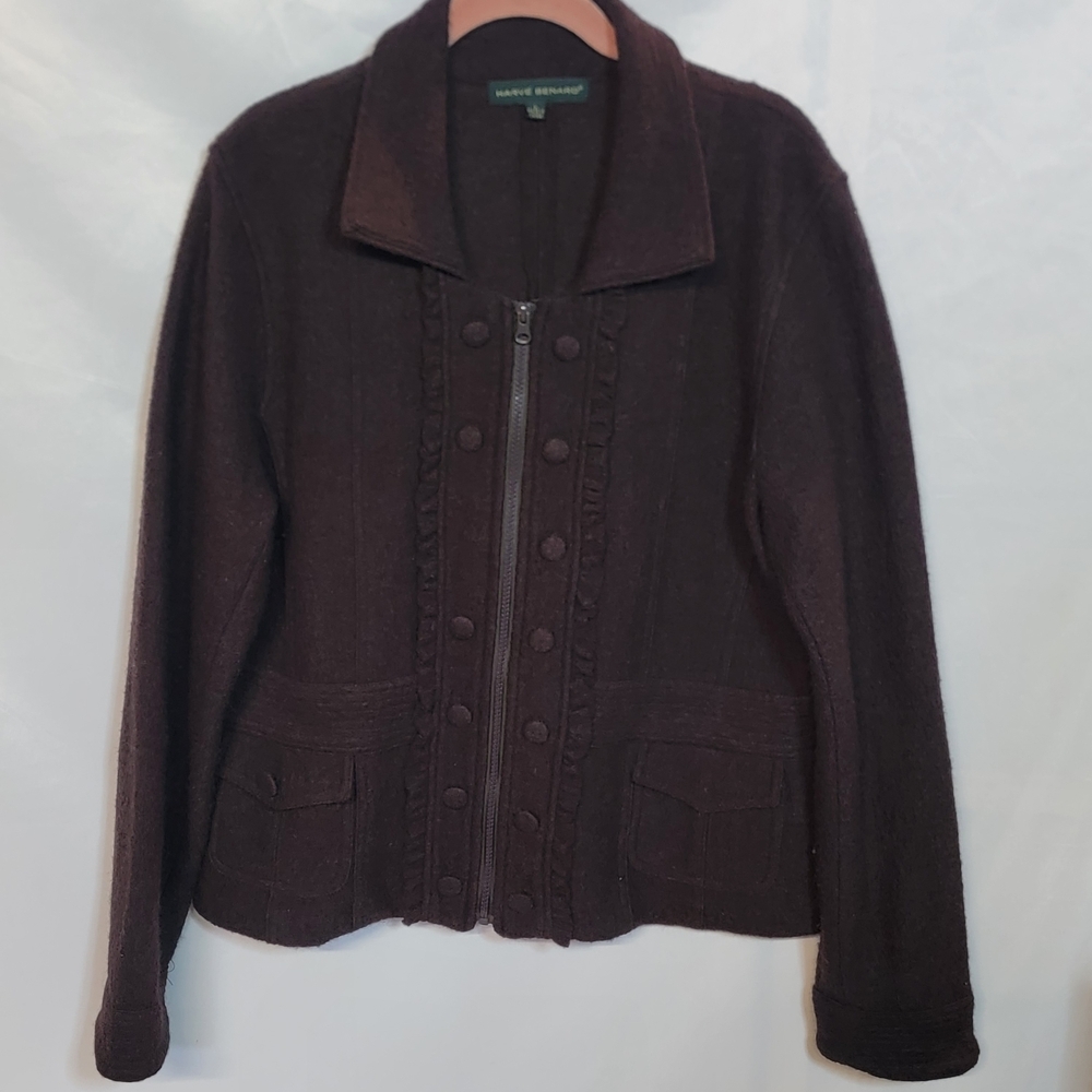 Harve Benard Dark Brown 100% Wool Women's Blazer